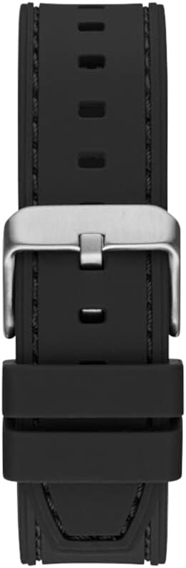 Guess Men's 42mm Watch - Black Strap Gunmetal Dial Silver Tone Case