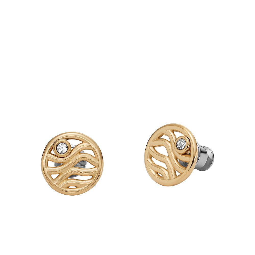 Skagen Pendientes de acero inoxidable o semipreciosos en tono dorado para mujer con cierre de poste