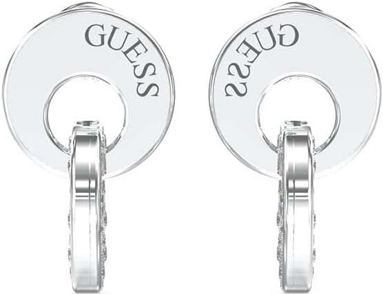 Guess Pendientes Blooming Summer Turquesa – Colgantes con Doble Eslabón Circular y Cristales Pavé Blancos