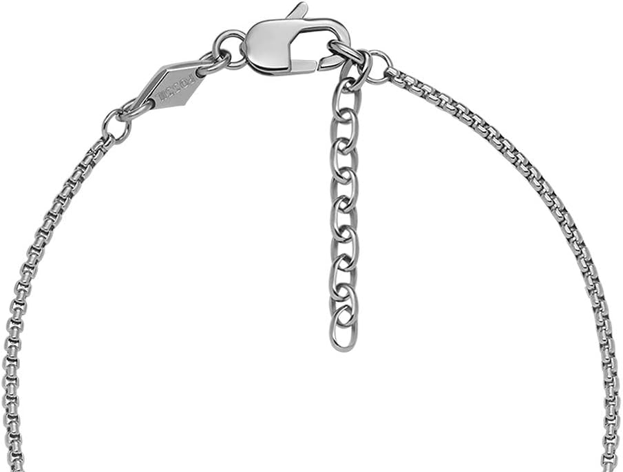 Fossil Hombre Necklace Heritage, collar colgante de acero inoxidable, Plata