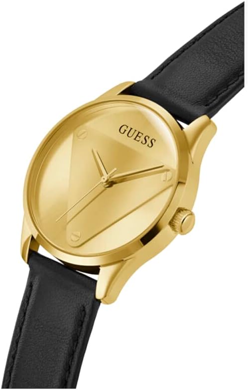 Guess Ladies 36mm Watch - Black Strap Champagne Dial Gold Tone Case