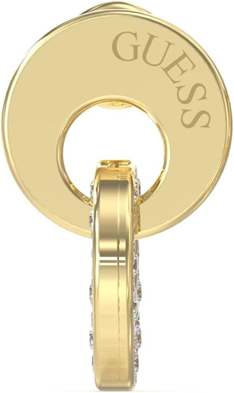 Guess Pendientes Blooming Summer Dorados – Colgantes con Doble Eslabón Circular y Cristales Pavé Blancos