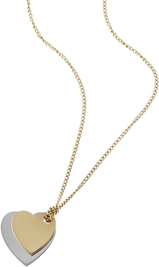 Fossil Collar de cadena con colgante de acero inoxidable grabado para mujer, talla única, acero inoxidable, sin piedras preciosas, talla única, Acero inoxidable, Sin piedras preciosas