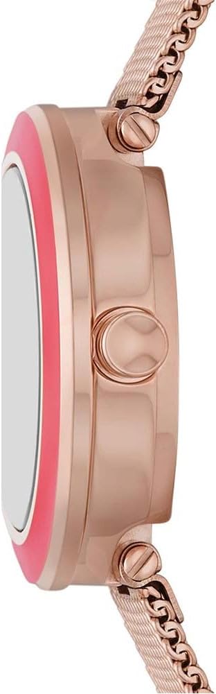 DKNY Reloj para mujer Sasha, movimiento de cuarzo de tres manecillas, caja de acero inoxidable dorado rosa de 29 mm con correa de acero, NY6654SET