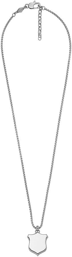 Fossil Hombre Necklace Heritage, collar colgante de acero inoxidable, Plata