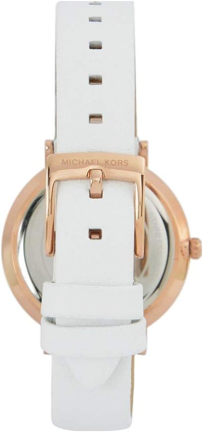 Michael Kors Reloj Mujer MK7115 con Caja en Oro Rosa y Correa de Cuero en Blanco