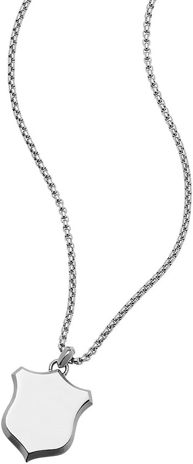 Fossil Hombre Necklace Heritage, collar colgante de acero inoxidable, Plata