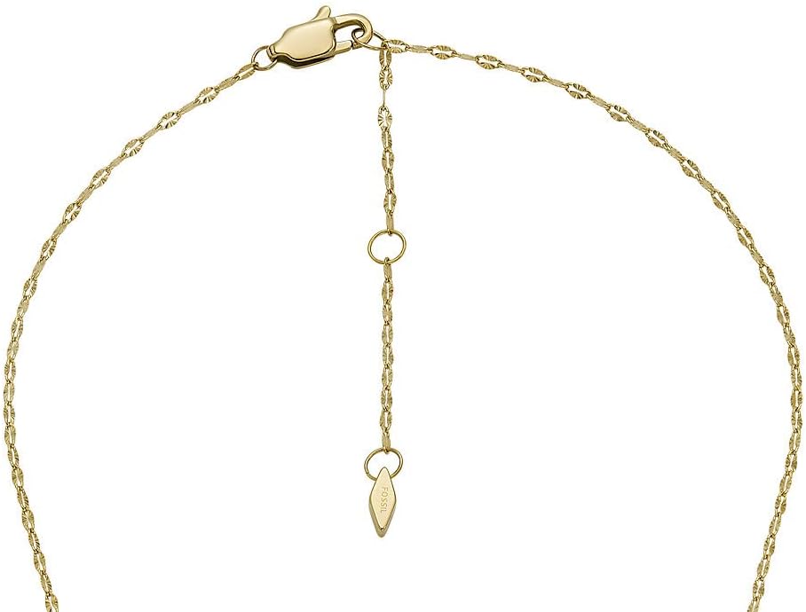 Fossil Collar redondo con colgante, Acero inoxidable dorado con cierre de mosquetón, para mujer