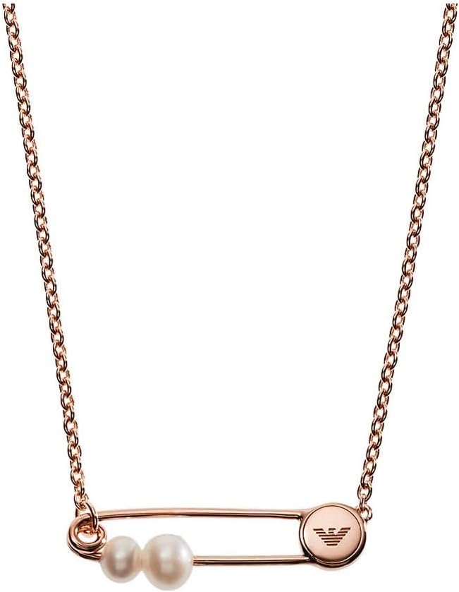 Emporio Armani Collar para mujer de plata de ley en tono oro rosa, EG3537221