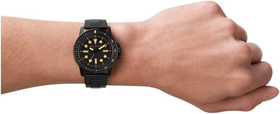 Armani Exchange Relojes para Hombre, Movimiento Fecha trifunción de Cuarzo y Caja de 44 mm con Correa de Acero