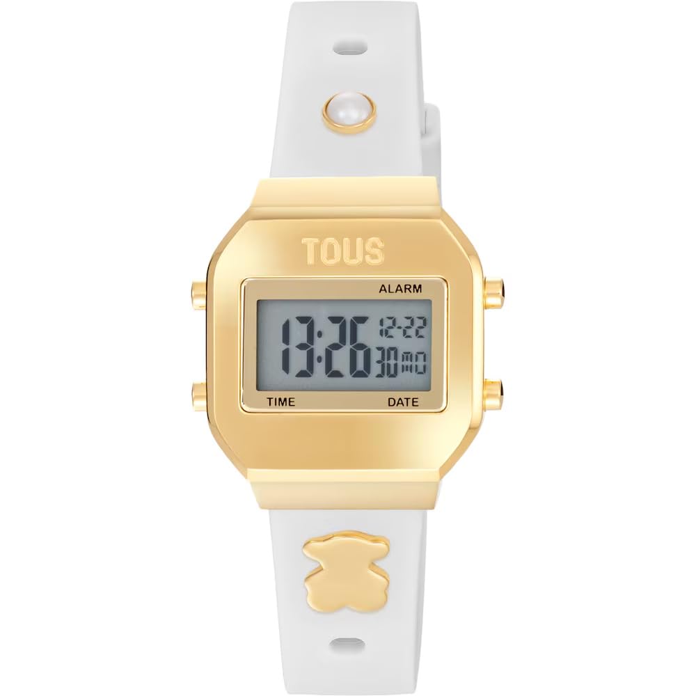 TOUS XPRESURSLF Digital Watch Silicone Strap with Case and Buckle Stainless Steel IPG