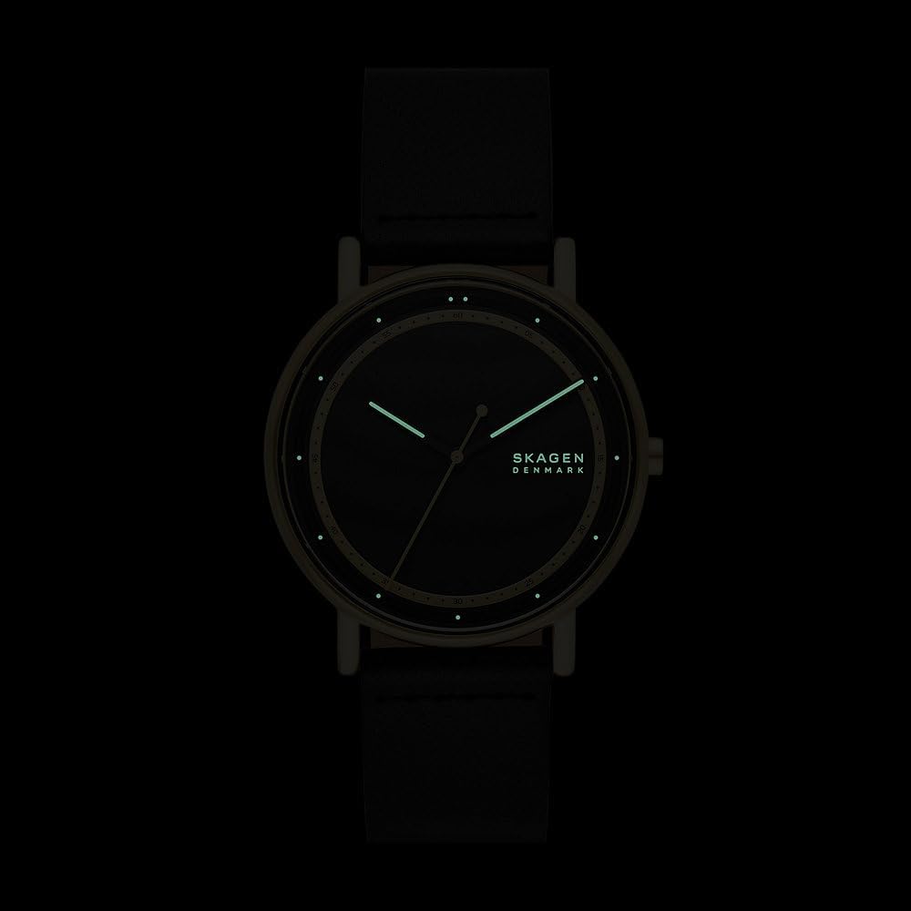 Skagen Signatur Reloj para Hombre, Movimiento de Cuarzo a Tres Agujas con Correa de Piel