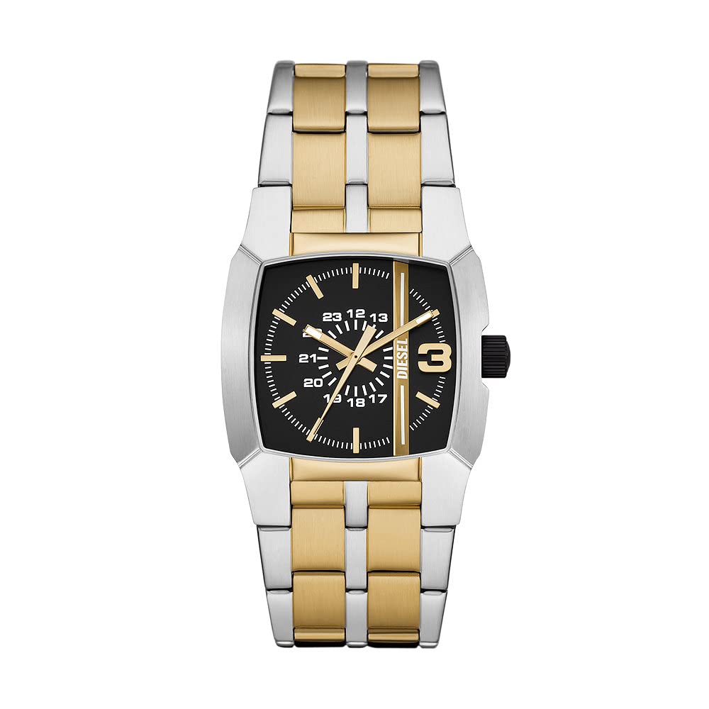 Diesel Cliffhanger Reloj para Hombre, Movimiento de Cuarzo a Tres Agujas con Correa de Silicona, Acero Inoxidable o Piel