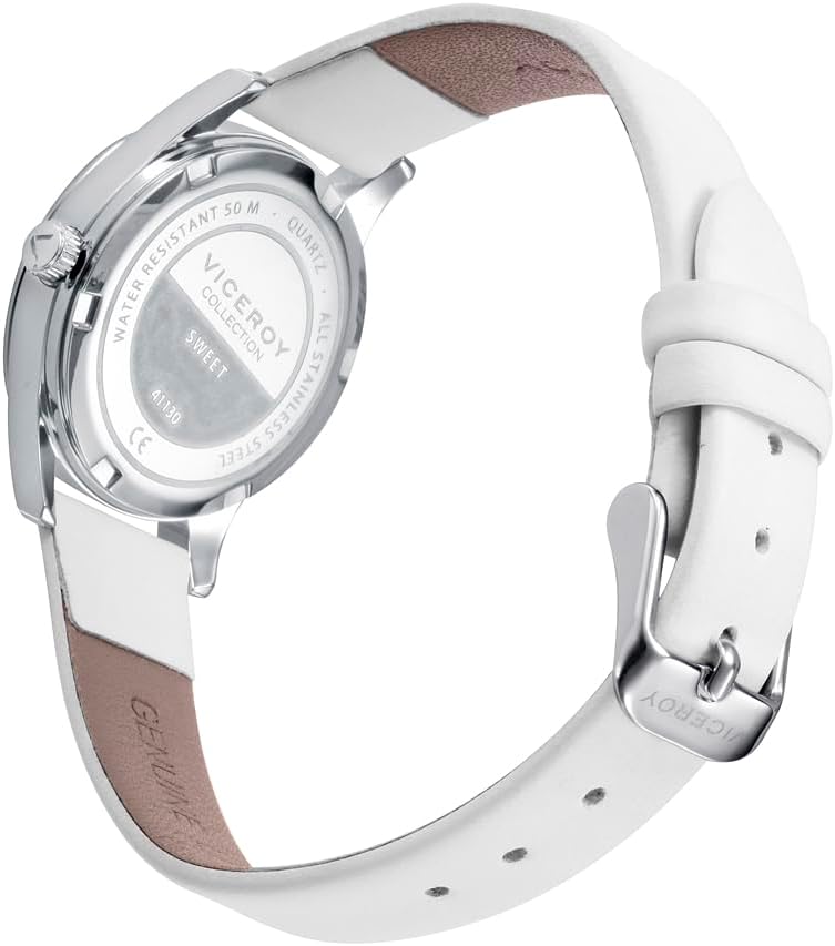 Viceroy 41130-05 Reloj Niña Blanco - Informal 28MM, Cuarzo Analógico, Pulsera Rosa