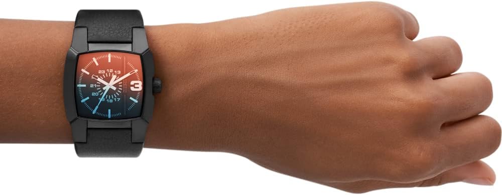 Diesel Cliffhanger Reloj para Hombre, Movimiento de Cuarzo a Tres Agujas con Correa de Silicona, Acero Inoxidable o Piel