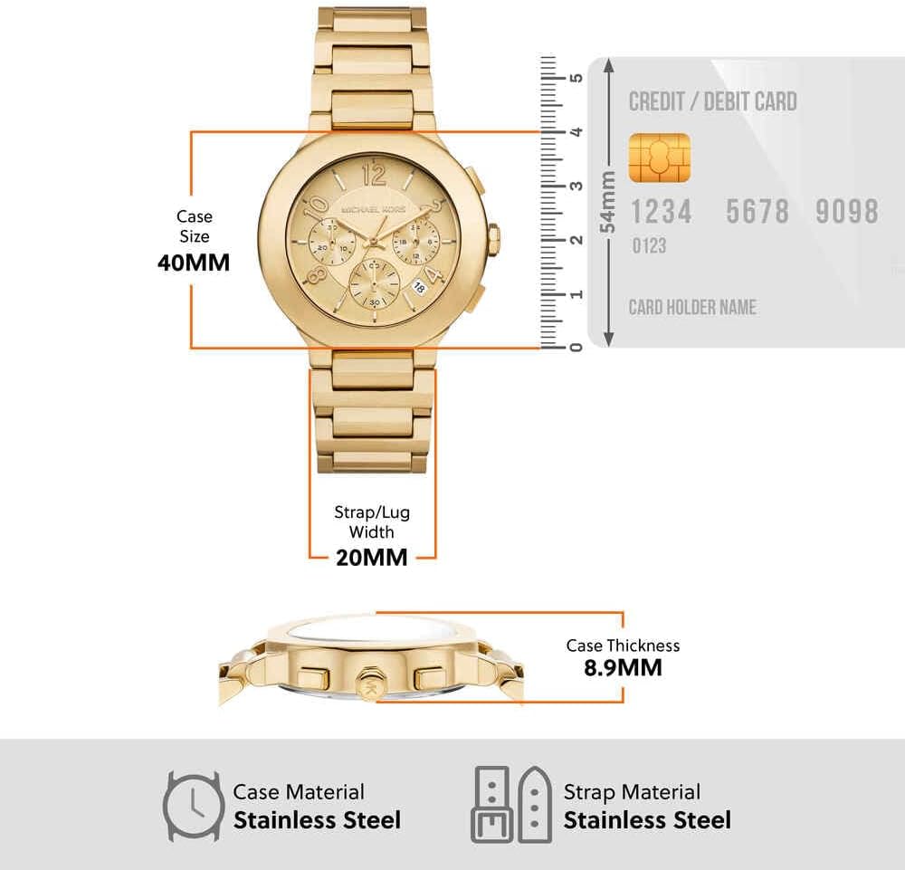 Michael Kors Reloj Gramercy para Mujer, Movimiento cronógrafo de Cuarzo con Correa de Acero Inoxidable