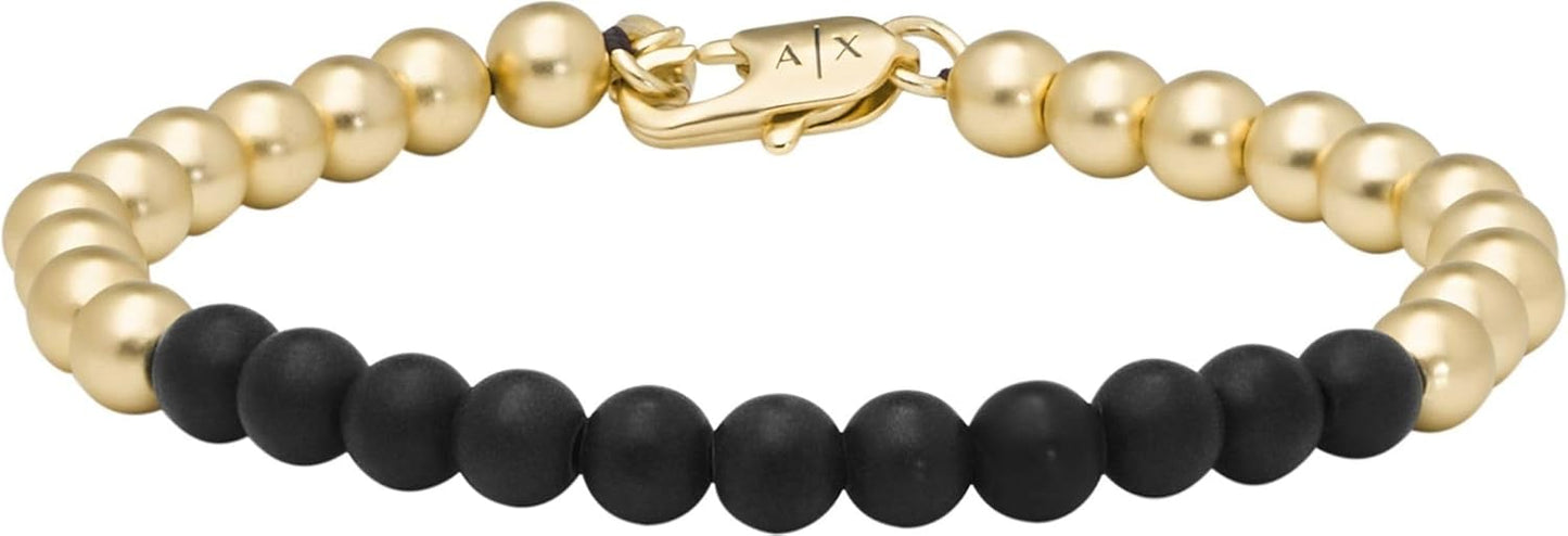 Armani Exchange Hombre Pulsera de piedras semipreciosas o acero inoxidable con cierre de mosquetón