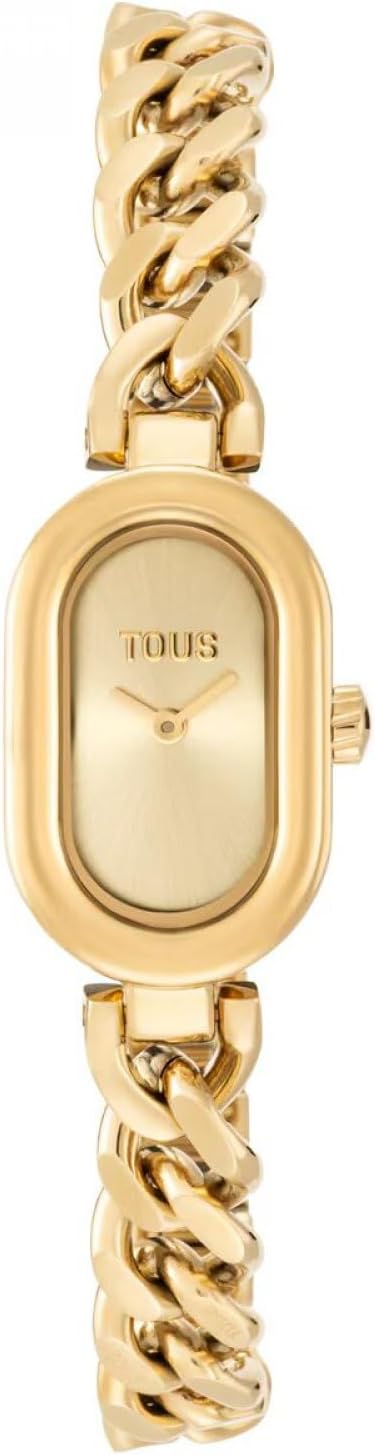 TOUS Reloj analógico Joya con Brazalete Cadena de Acero Dorada Oval Time