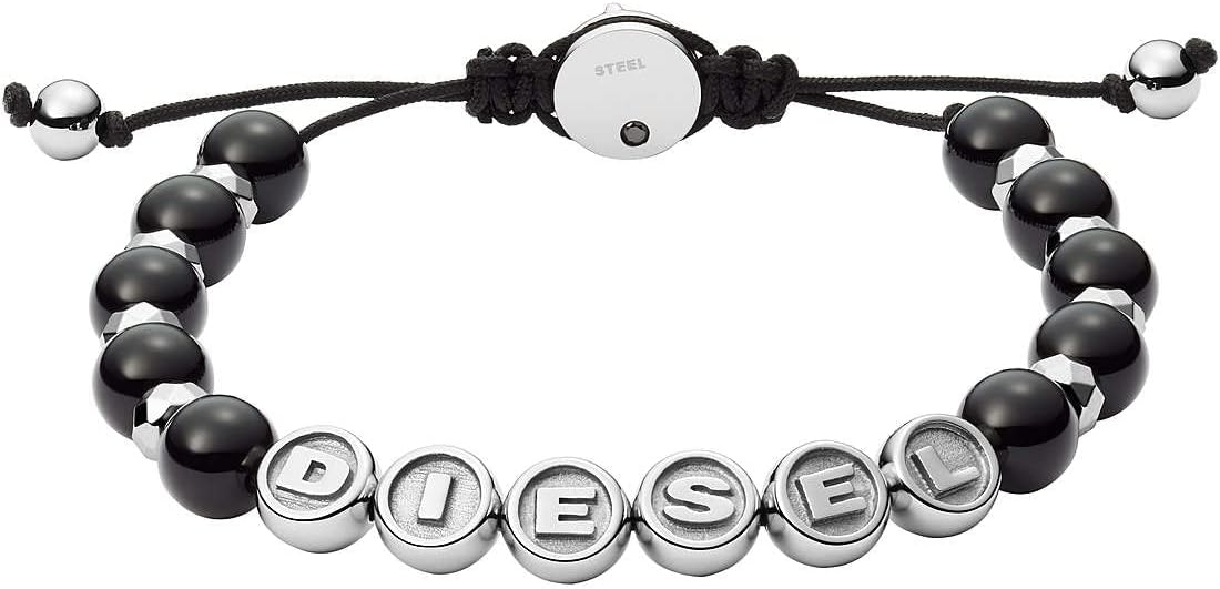 Diesel Pulsera de hombre de cuentas semipreciosas con cierre deslizante