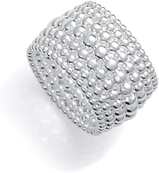 Viceroy Anillo Mujer 14317A01600 – Acero Chapado en Plata 999, Diseño de Bolas, Talla 16, Colección Laura Escanes
