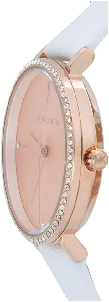 Michael Kors Reloj Mujer MK7115 con Caja en Oro Rosa y Correa de Cuero en Blanco