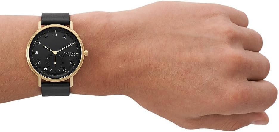 Skagen Reloj Kuppel para Hombre, Movimiento de Cuarzo a Tres Agujas con Esfera Secundaria y Correa de Acero o Piel
