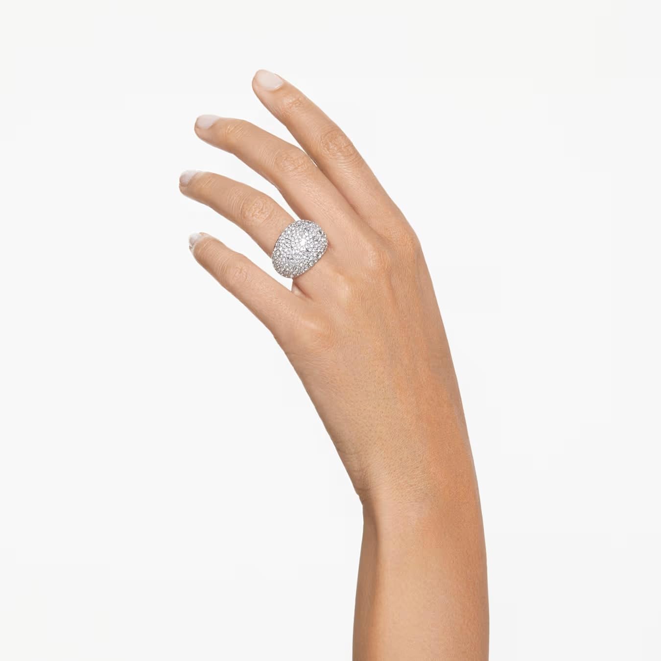 Swarovski Sublima Luna - Anillo de cóctel de luna chapado en rodio para mujer, talla 50, blanco, talla única, cristal, sin piedra preciosa, talla única, Cristal, Sin piedras preciosas