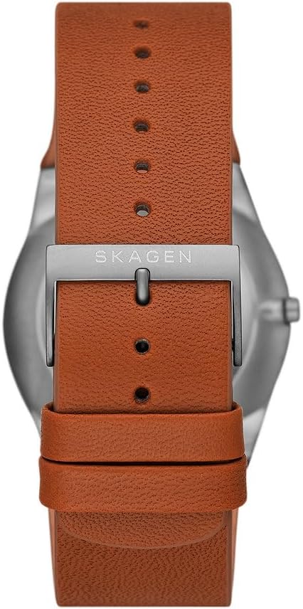 Skagen Melbye Titanium Reloj para Hombre, Movimiento de Cuarzo a Tres Agujas con Correa de Acero o Piel