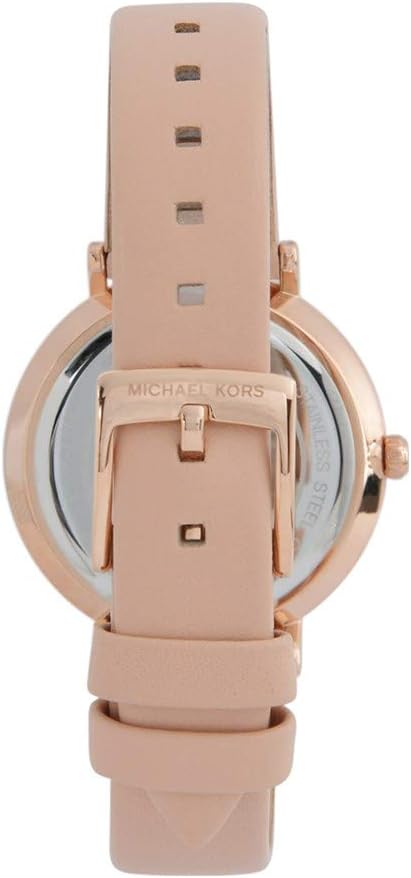 Michael Kors Reloj de Pulsera para Mujer, Caja de 32 mm de aleación en Oro Rosa, Correa de Cuero Rosa MK7113