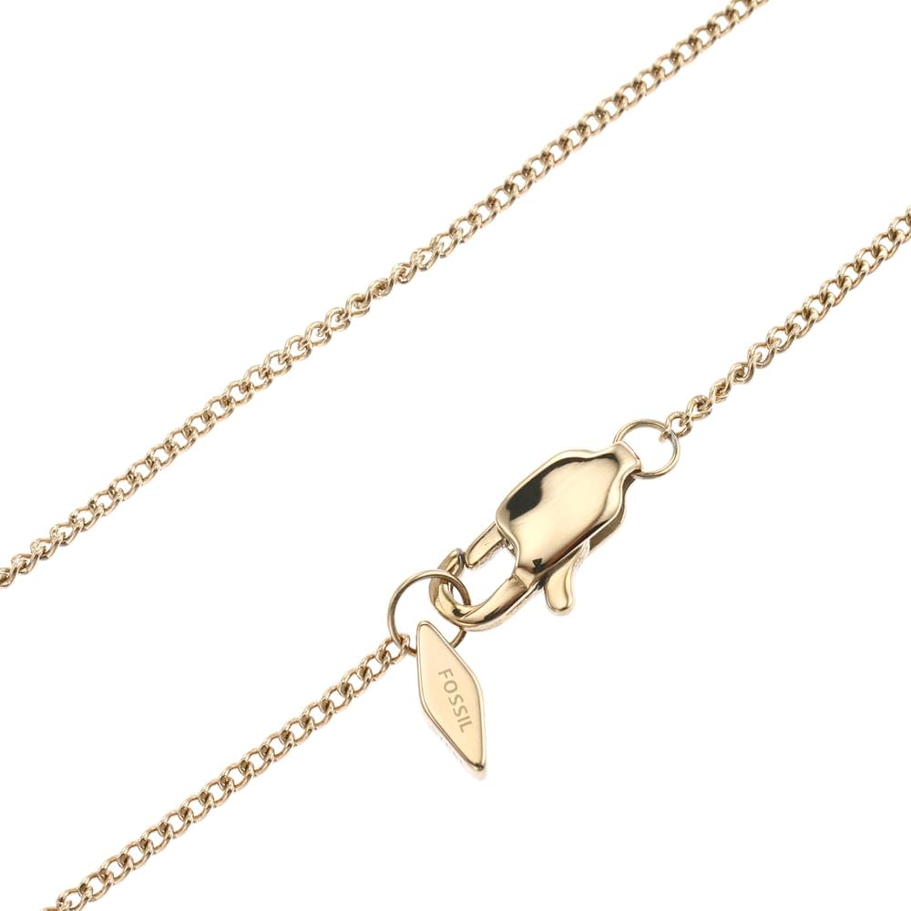 Fossil Collar de cadena con colgante de acero inoxidable grabado para mujer, talla única, acero inoxidable, sin piedras preciosas, talla única, Acero inoxidable, Sin piedras preciosas