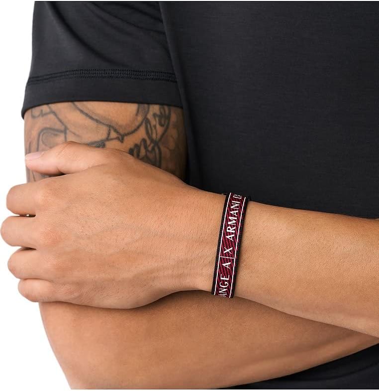 Armani Exchange Hombre Pulsera de tela con cierre de caja y lengüeta