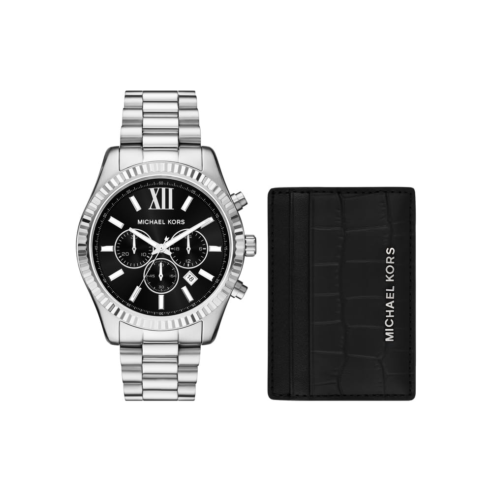 Michael Kors Reloj Lexington para Hombre, Movimiento cronógrafo de Cuarzo de 44 mm con Correa de Acero Inoxidable