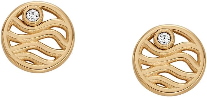 Skagen Pendientes de acero inoxidable o semipreciosos en tono dorado para mujer con cierre de poste
