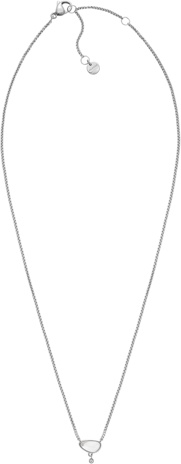 Skagen Collar para mujer en acero inoxidable o semipreciosos con cierre de langosta Colgante de cristal de mar