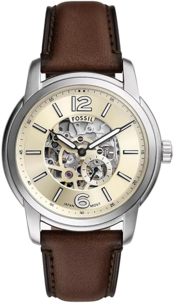 Fossil Reloj Heritage para Hombre, Movimiento automático con Correa de Acero o Piel