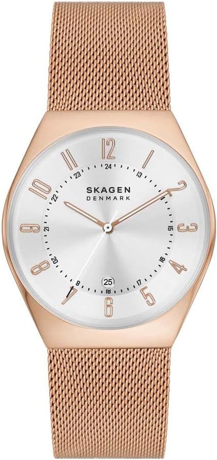 Skagen Reloj Grenen para Hombre, Movimiento de Cuarzo a Tres Agujas con Correa de Acero o Piel