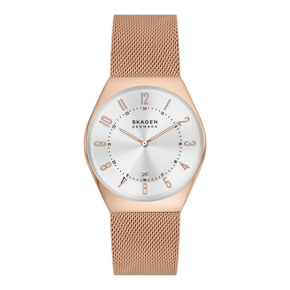 Skagen Reloj Grenen para Hombre, Movimiento de Cuarzo a Tres Agujas con Correa de Acero o Piel