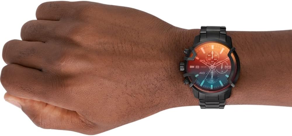 Diesel Reloj Griffed para Hombre, Movimiento cronógrafo de Cuarzo con Correa de Acero Inoxidable