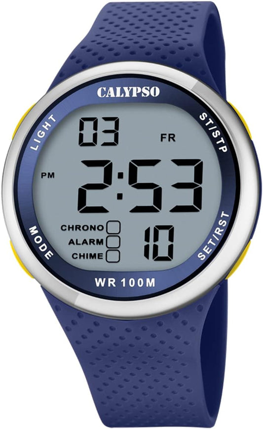 CALYPSO Reloj Hombre K5785/3 Color Splash Caja de Caucho Plateado Correa de Caucho Azul