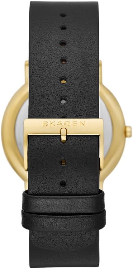 Skagen Signatur Reloj para Hombre, Movimiento de Cuarzo a Tres Agujas con Correa de Piel