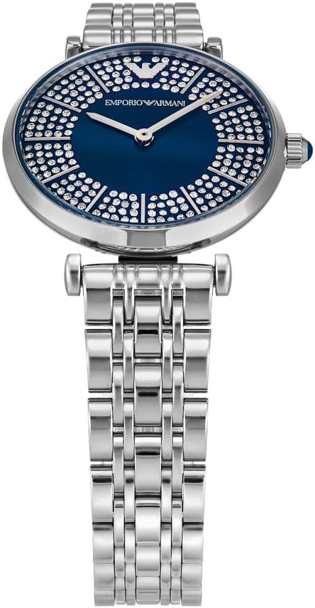Emporio Armani Reloj para Mujer, 32mm Movimiento de Cuarzo a Dos Agujas con Correa de Acero en Tono Plateado