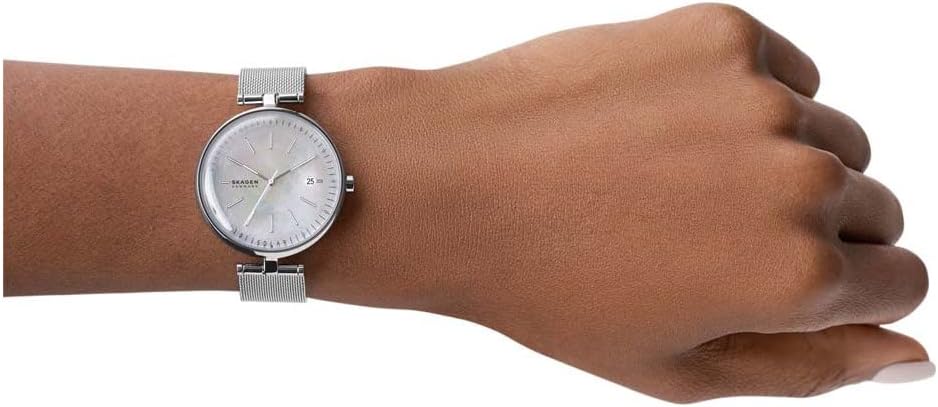 Skagen Karolina Reloj para Mujer, Movimiento de Cuarzo con Correa de Acero o Piel