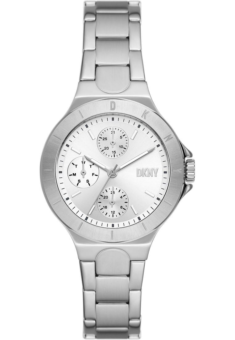 DKNY Chambers Reloj para Mujer, Movimiento de Cuarzo con Correa de Acero, Piel o Silicona