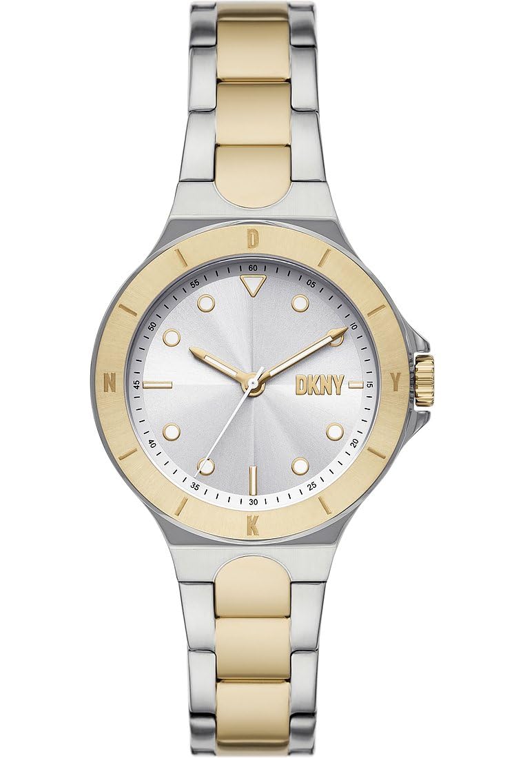 DKNY Chambers Reloj para Mujer, Movimiento de Cuarzo con Correa de Acero, Piel o Silicona