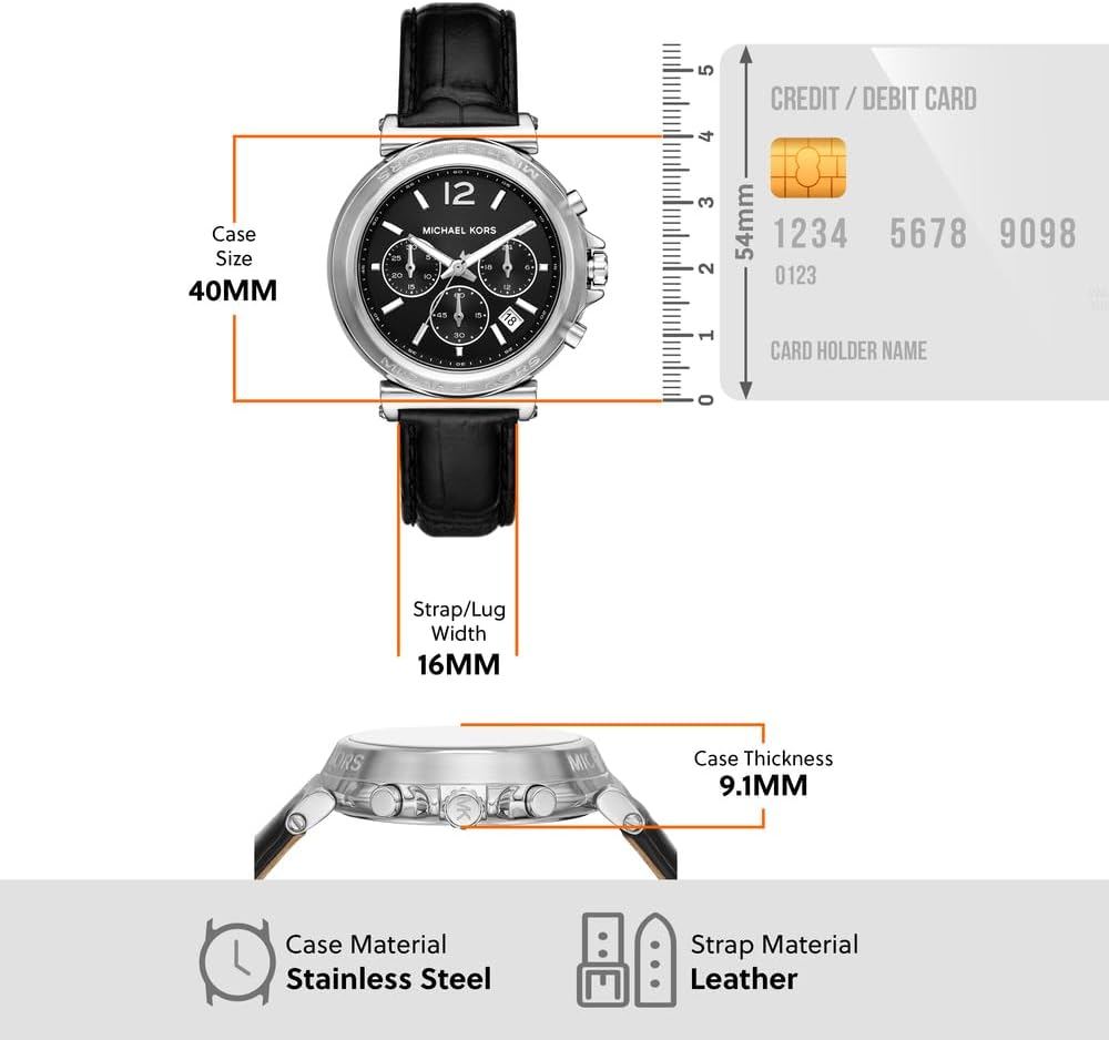 Michael Kors Reloj Maren para Mujer, Movimiento cronógrafo de Cuarzo con Correa de Acero o Piel