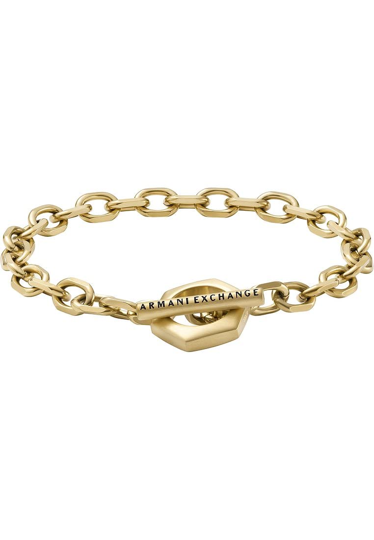 Armani Exchange Hombre Pulsera de acero inoxidable con cierre de aro