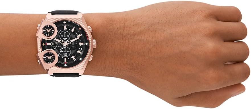 Diesel Reloj Sideshow para Hombre, Movimiento cronógrafo de Cuarzo con Correa de Silicona, Acero Inoxidable o Piel