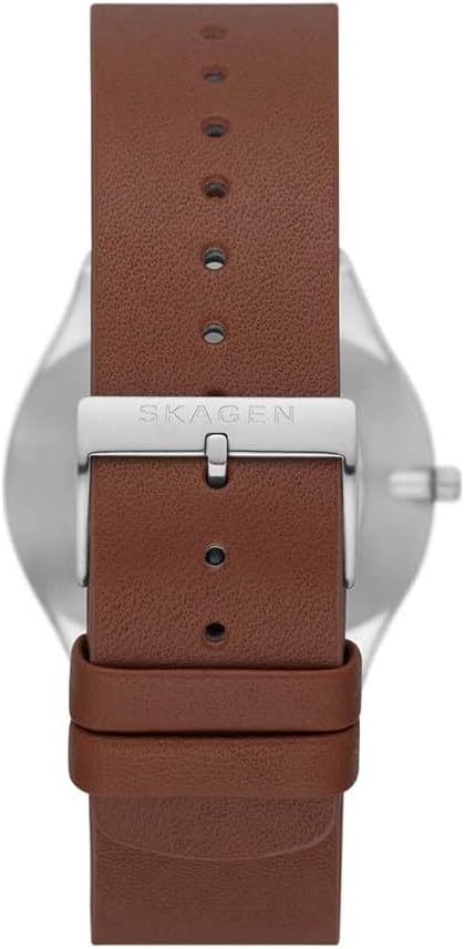 Skagen Reloj Grenen para Hombre, Movimiento de Cuarzo a Tres Agujas con Correa de Acero o Piel