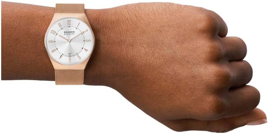 Skagen Reloj Grenen para Hombre, Movimiento de Cuarzo a Tres Agujas con Correa de Acero o Piel