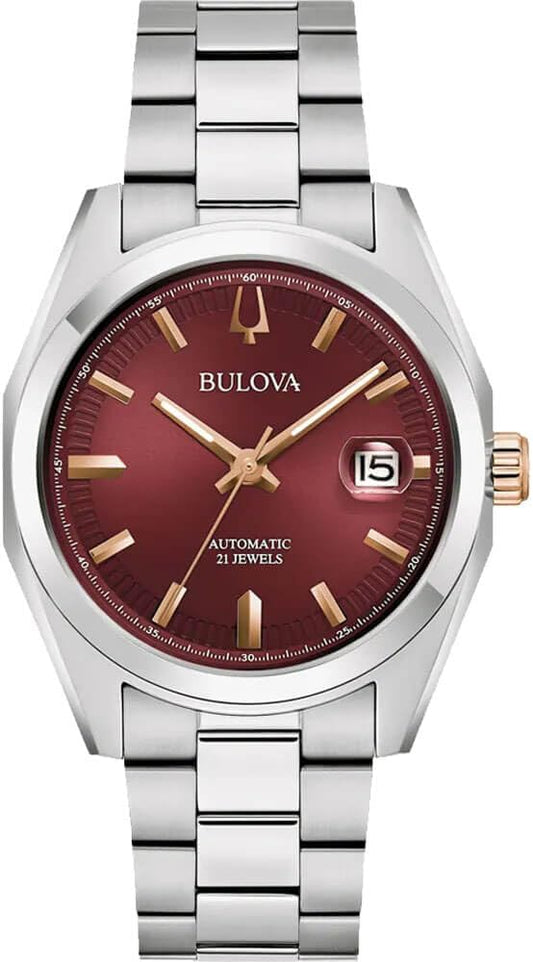 Bulova 98B422 Surveyor Mecha Classic - Reloj Hombre, Acero, Cristal Zafiro, Mecánico, 39mm, Rojo